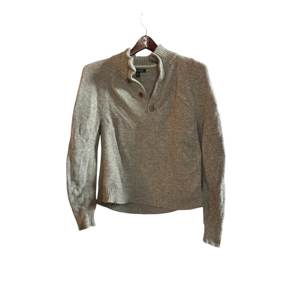 Banana‎ Republic Men's Light Gray Mock Neck Button Up Knit Sweater M/L